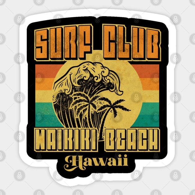 Waikiki Surf Hawaii Sticker by CTShirts